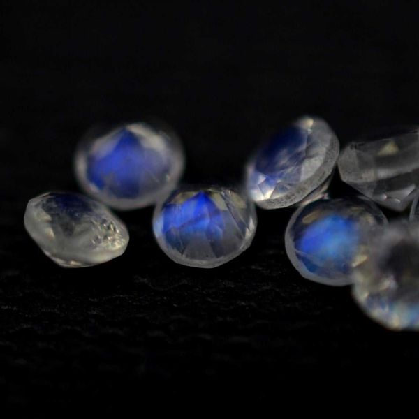 6x6mm arco-íris moonstone facetada corte redondo forma natural solta pedras preciosas naturais arco-íris luar pedra preciosa H1015