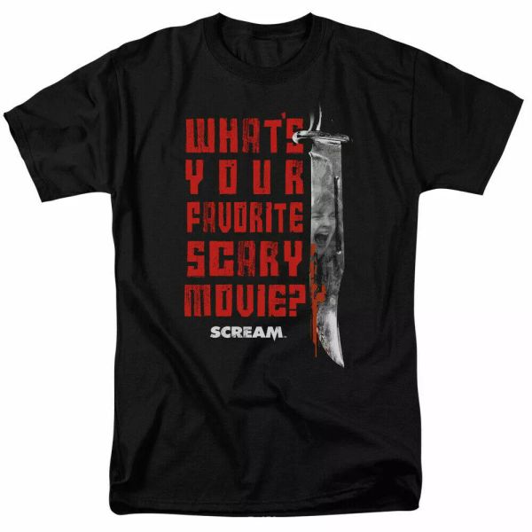 

scream favorite t shirt licensed horror movie retro classic scary tee new black, White;black