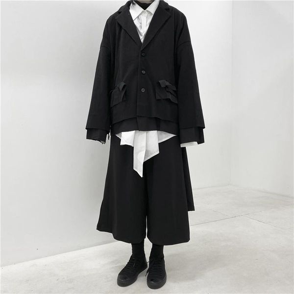 

women's suits & blazers large lovers wear yamamoto style thin suit coat korean version versatile loose hanging short sleeve small top, White;black
