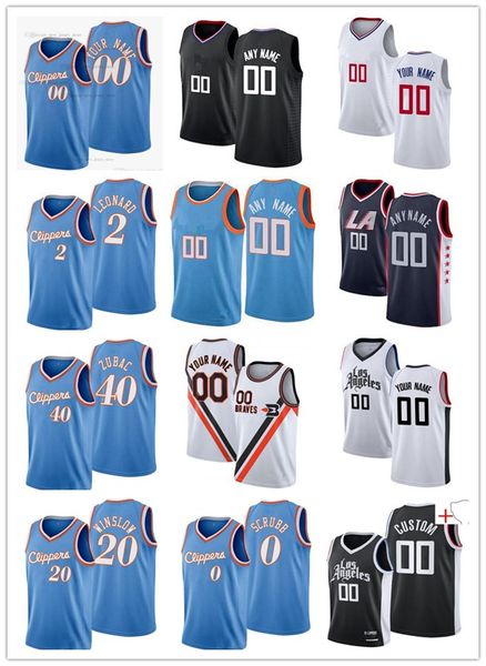 

75th custom men youth los angelesclipperskawhi 2 leonardjay 0 scrubb justise 20 winslow ivica 40 zubac basketball jerseys, Black;red
