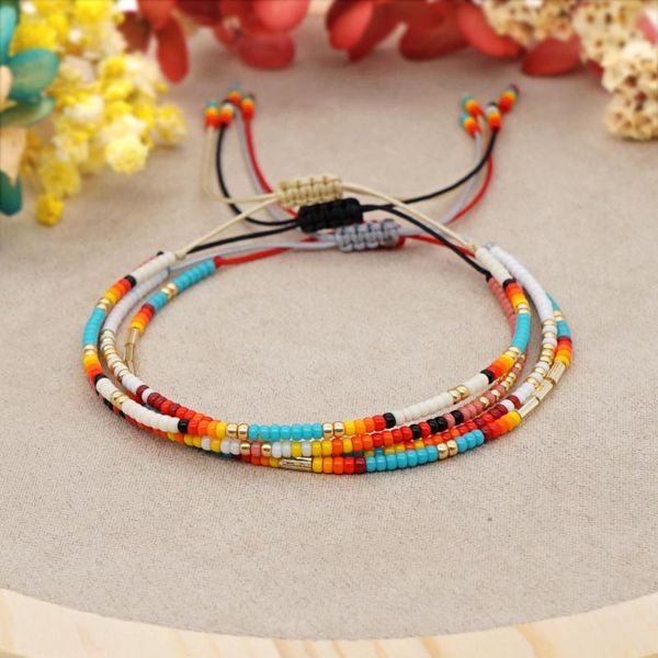 

beaded, strands simple colorful multi-layered bracelets for women bohemian ethnic bead couple dating bracelet 2021 trend friends gift boho m, Black