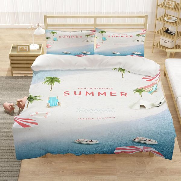 

bedding sets scenery beach sea luxury 3d set summer sky duvet cover quilt home textiles king  double full size dropship