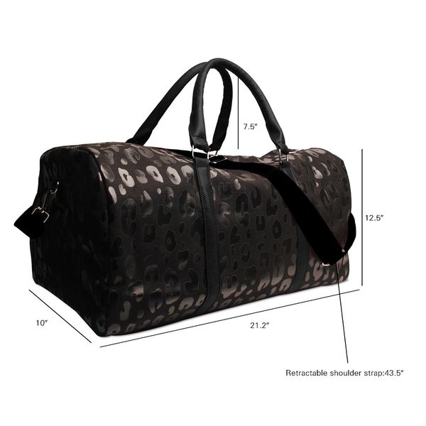 Glitzernde Reisetasche mit schwarzem Leopardenmuster, großes Fassungsvermögen, blaue Reisetasche, Übernachtungs- und Wochenend-Einkaufstasche
