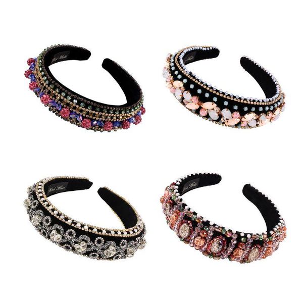 

hair clips & barrettes luxury crystal hoop baroque wide side headband female headwear decorations accessories drop, Golden;silver