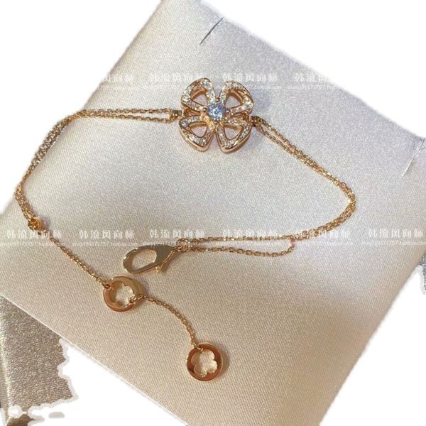 

four-leaf clover bracelet diamond-studded flower necklace clavicle chain windmill earrings light luxury designer niche temperament, Silver
