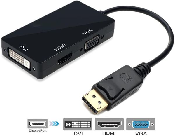 

audio cables & connectors multi-function displayport dp to /dvi/vga male female 3-in-1 adapter converter cable