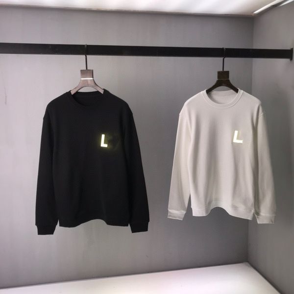 

men's loose cotton sweatshirts ladies hoodies round neck couple casual luminous letters autumn and winter student sweaters 002, Black