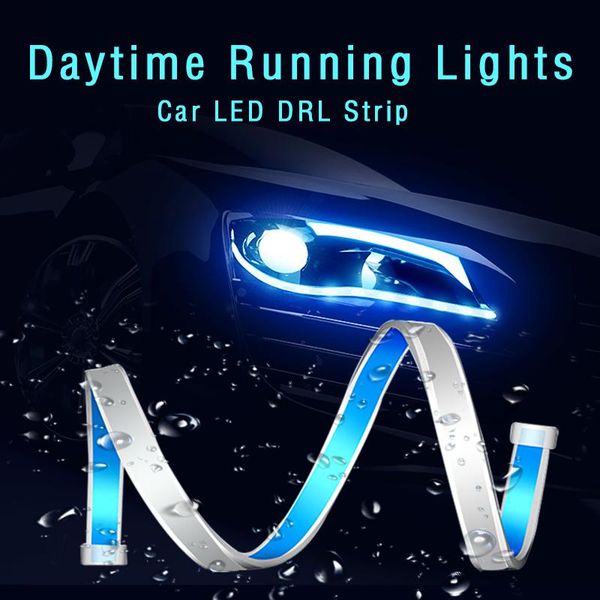 

car led drl strip daytime running lights headlights turn signal bulbs flexible waterproof auto white yellow brake flow lamp emergency