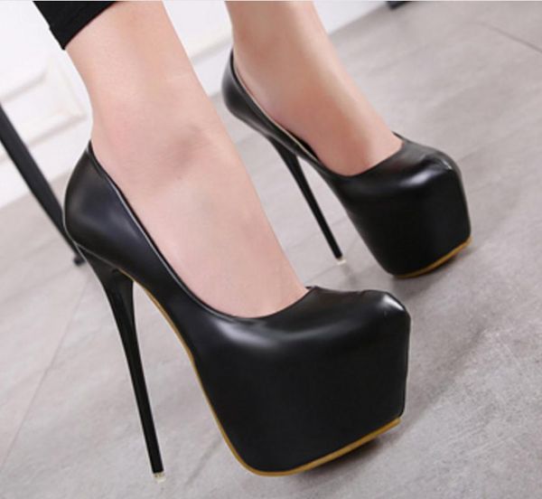 

dress shoes shallow bling super high heel for women office lady wedding club pumps cover slip-on thin heels platform single, Black
