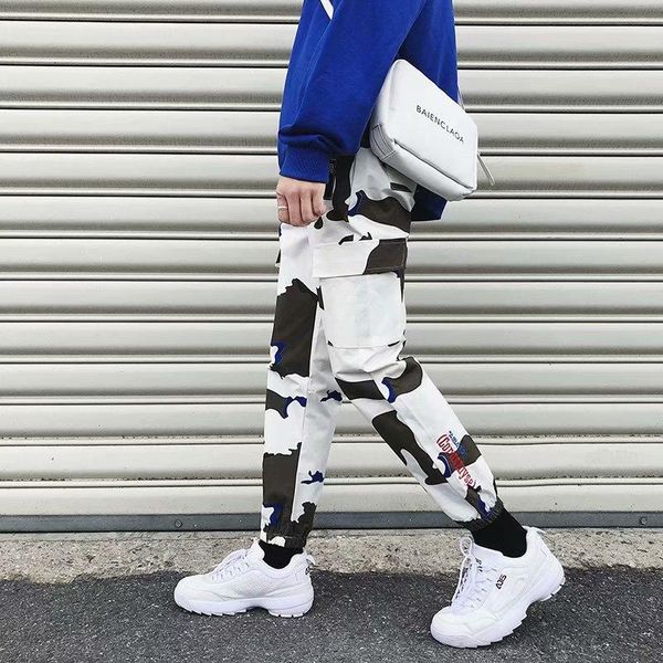 

cargo pants plus size 4xl hip hop streetwear mens camouflage joggers 2021 men trousers elastic waist harem men's, Black