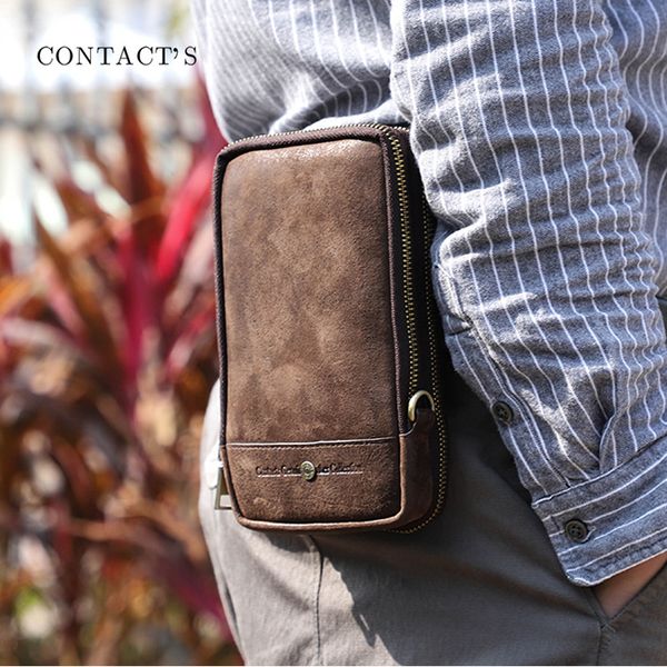 

black angel cowhide one shoulder messenger bag trend men's mobile waist bag