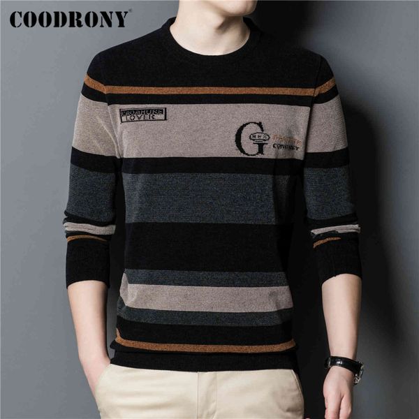 

coodrony autumn winter sweater men clothing new arrival streetwear fashion soft warm knitted chenille wool jersey pullover c1371, White;black