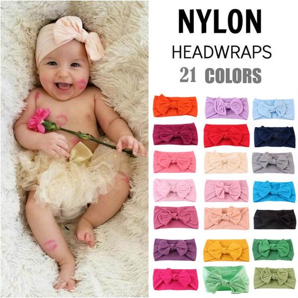 

color baby girl nylon turban headwraps bowknot headbands bow headband swd889 hair accessories, Slivery;white