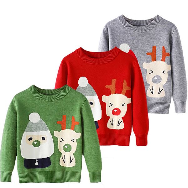 

3 4 5 6 7 years children's sweaters baby boy girl cartoon elk santa sweater toddler kids winter warm clothing knitted sweater y1024, Blue