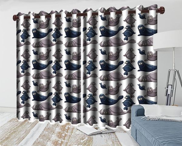 

curtain & drapes 3d cartoon animal modern happy and cute seal luxury curtains for interior window decoration