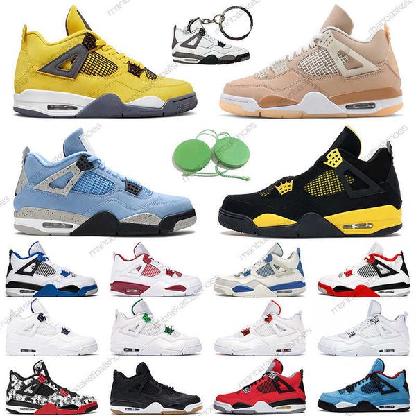 

4 mens basketball shoes 4s black cat white cement fire red university blue lemon pink men womens trainer