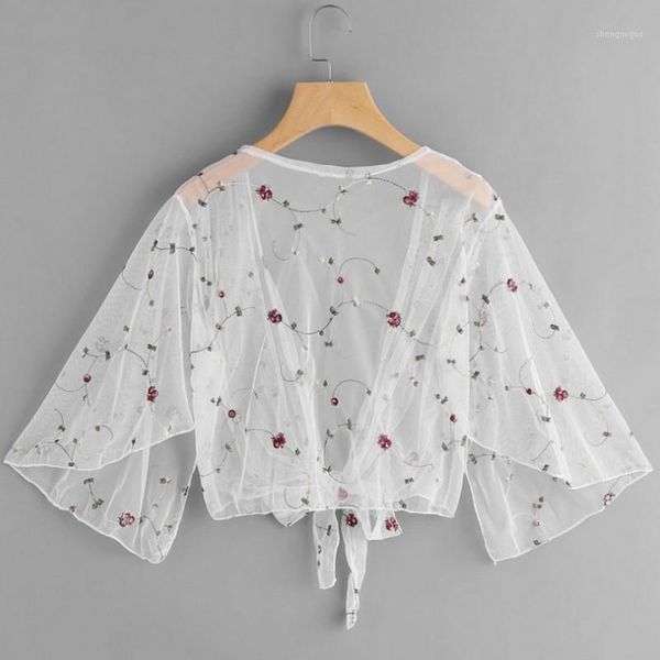 

women summer beach cover sweet blouse korean style fashion lace-up high street girls' thin crop women's blouses & shirts, White