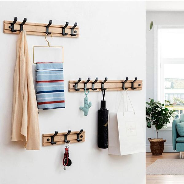 

hooks & rails bamboo wall mounted coat rack movable for bags clothes umbrella in hallway bathroom living room bedroom kitchen