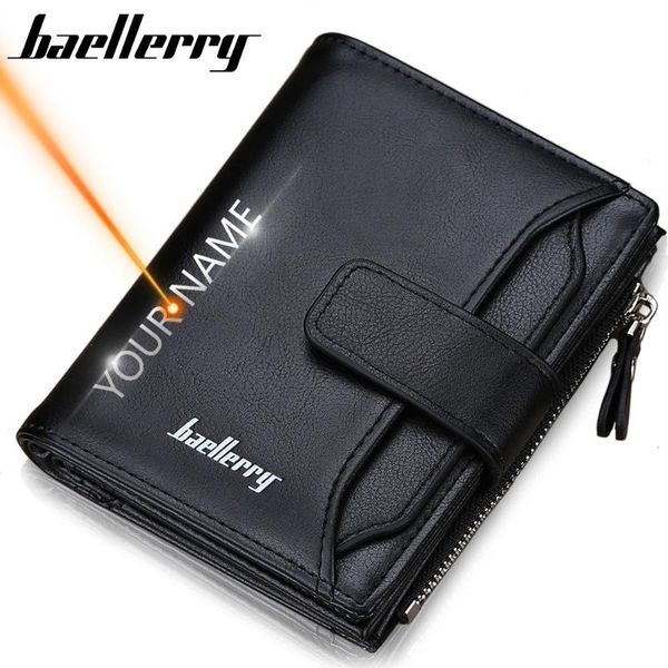 

wallets 2021 name engraving men short pu leather quality male purse vintage card holder brand wallet for carteria, Red;black