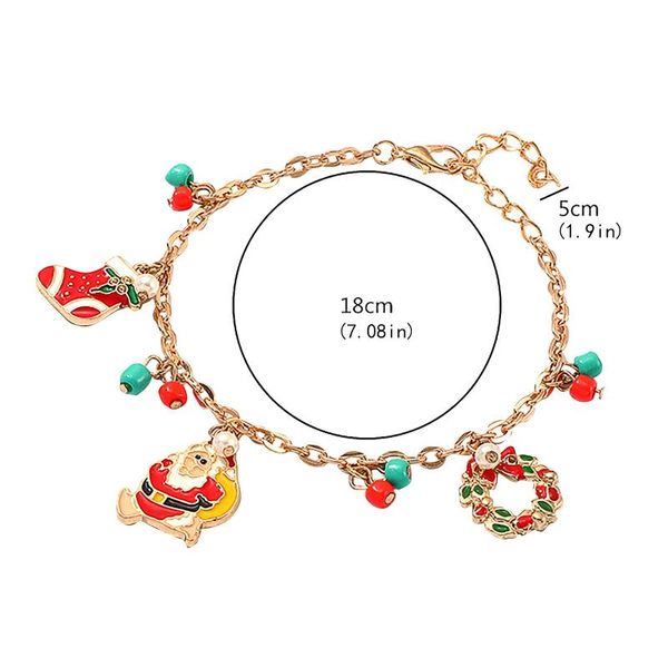 

link, chain women girls bracelets creative beautiful santa claus christmas stocking style fashion bracelet 2021 gift, Black