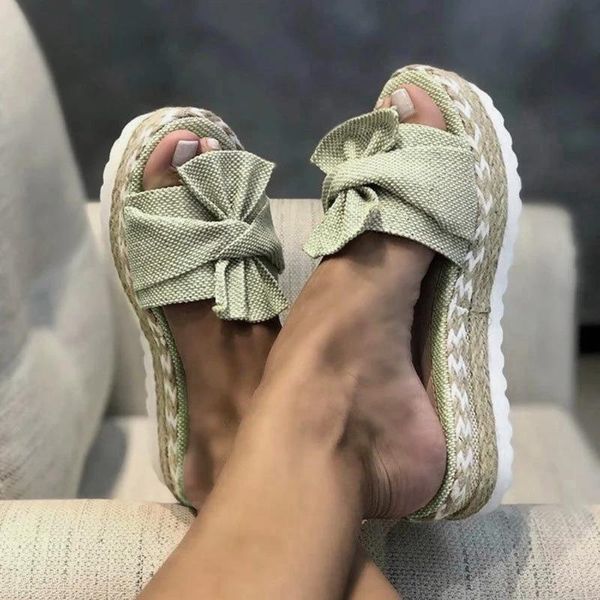 

slippers sagace 2021 roman women slides summer bow sandals slipper open toe outdoor linen flip-flops female beach shoes, Black