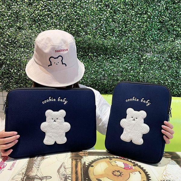 

cosmetic bags & cases korean cookie bear lapsleeve ins ipad case bag for macbook pro 9.7 10.2 10.8 11 13 15 15.6 inch tablet