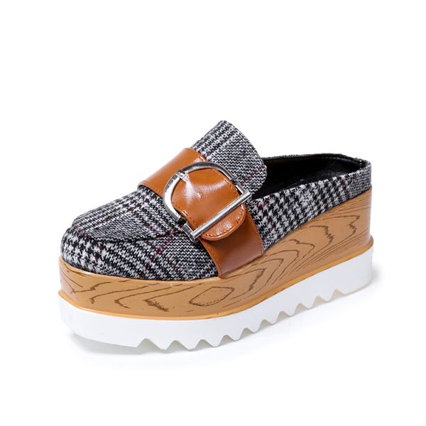 

flat platform women shoes woman british style thick heel buckle rivet leather slip-on striped oxford shoes loafers casual shoes, Black