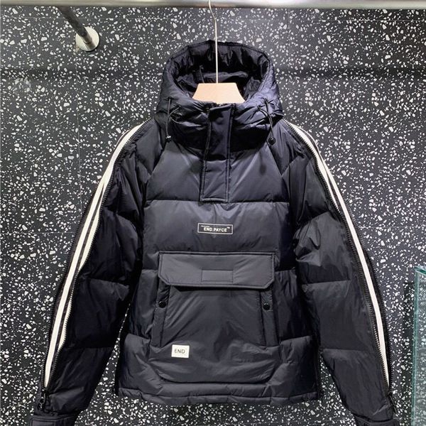 

2021 summer new zipper tooling down men's hooded short couple leisure Pullover cotton et, Black