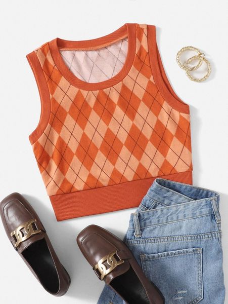 

argyle pattern tank w2vh#, White