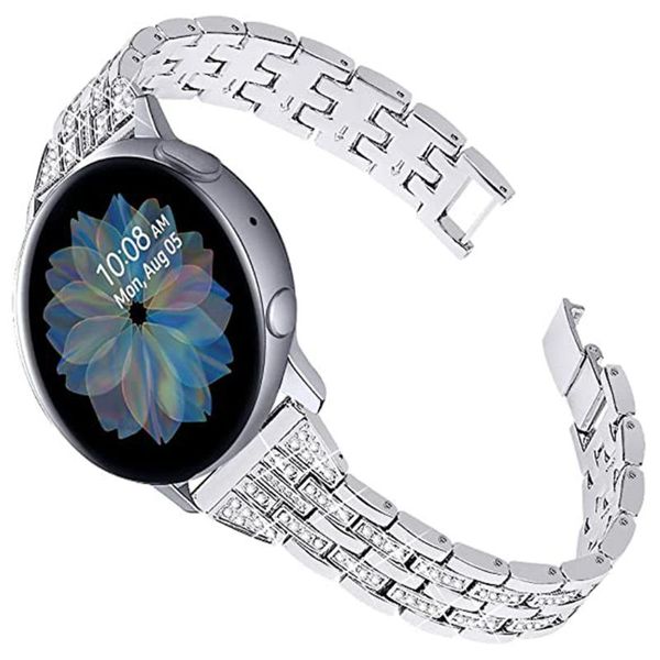 

watch bands 20 22mm watchband for samsung galaxy 42/46mm diamond active2 stainless steel strap bracelet watch3 41/45mm band, Black;brown