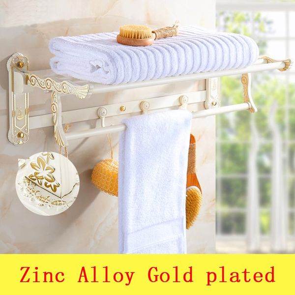 

towel racks 2 type 60cm simple rack shelf with hooks wall mounted, zinc alloy dual tier rack, gold plated bathroom shelves