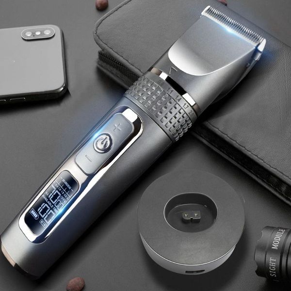 

hair clippers multifunctional men clipper 5 gears cordless trimmer barber standing recharge dock w/ lcd display wholesales