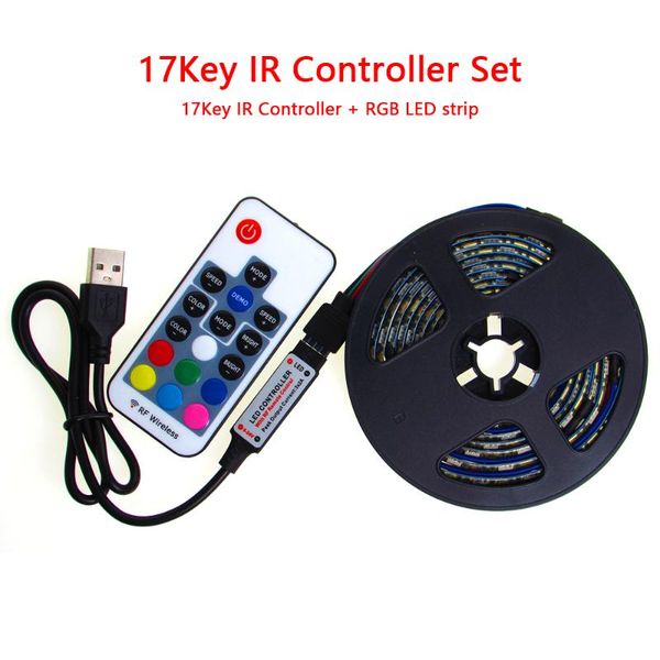 

strips rgb tape led tv strip 5v light usb pc waterproof 5 v backlight 0.5m- 5m with 17key controller