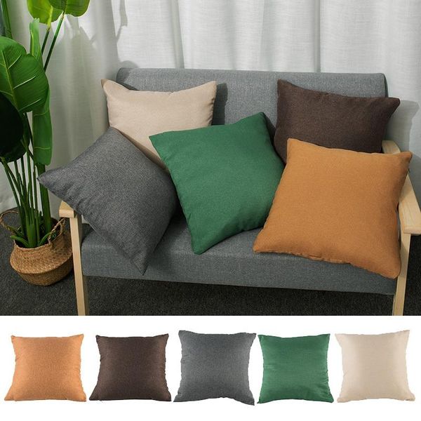

pillow case linen art cotton pillowcase plain car sofa cushion cover solid color office simple decorate