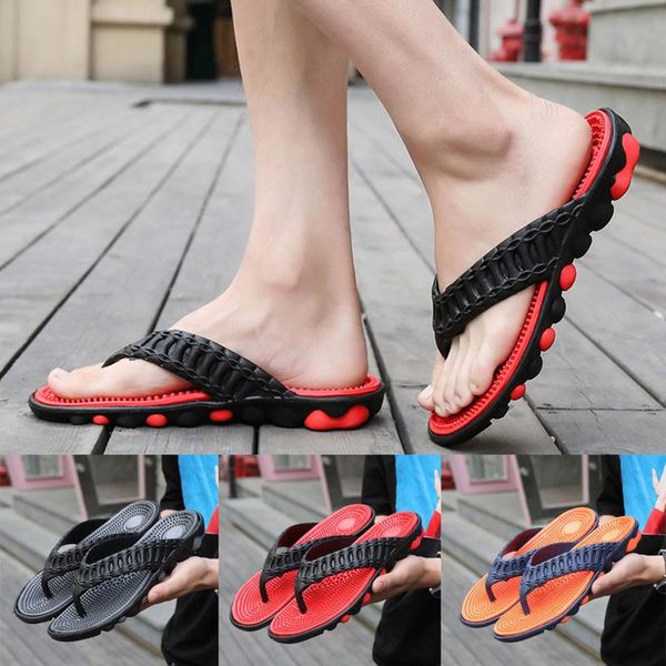 

slippers flat women's men summer beach flip flops shoes sandals male slipper casual solid color non-slip, Black