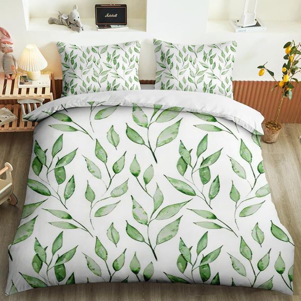 

bedding sets 3d print spring plant leaves beding set custom pillowcase duvet cover bedroom decor fasnion bed  king single
