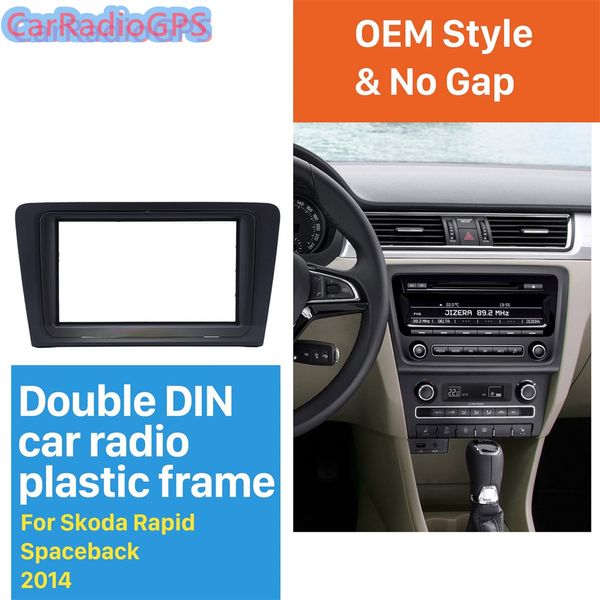 

2din car radio fascia pane for 2014 skoda rapid spaceback dvd frame fitting adaptor dash mount cd trim black