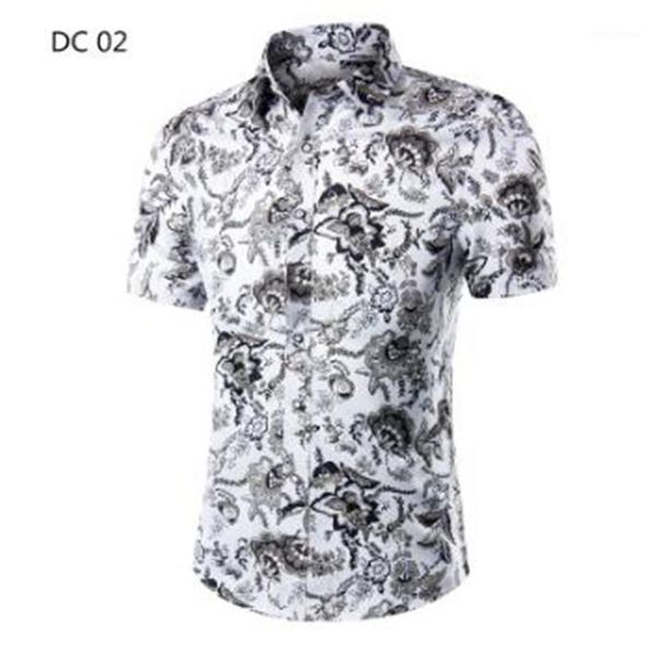 

men's dress shirts mens hawaiian shirt male casual camisa masculina printed beach short sleeve summer men clothes 2021 asian size -3xl, White;black