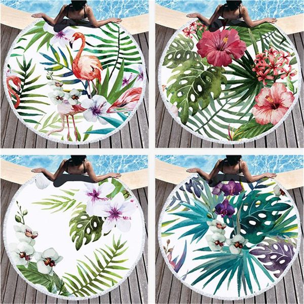 

towel round beach mandala tropical plants microfiber large towels for living room home decor boho bath adults