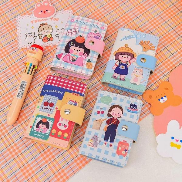 

card holders ladies and holder pu leather cute cartoon school girls id, Brown;gray