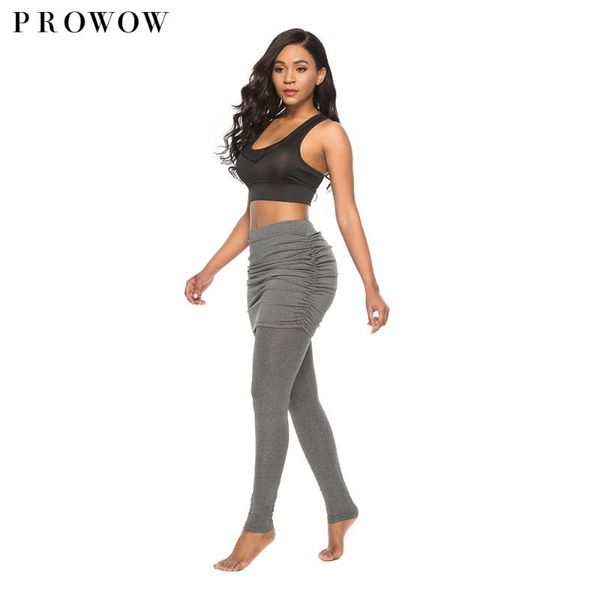 

women's leggings running pants hip side pleated skirt slim skirted high waist fashion women wrap folding skull 2021, Black