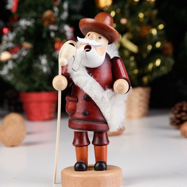 

decorative objects & figurines christmas hand wooden shepherd smoker dolls statue pipe puppet incense burners wood craftwork home decoration