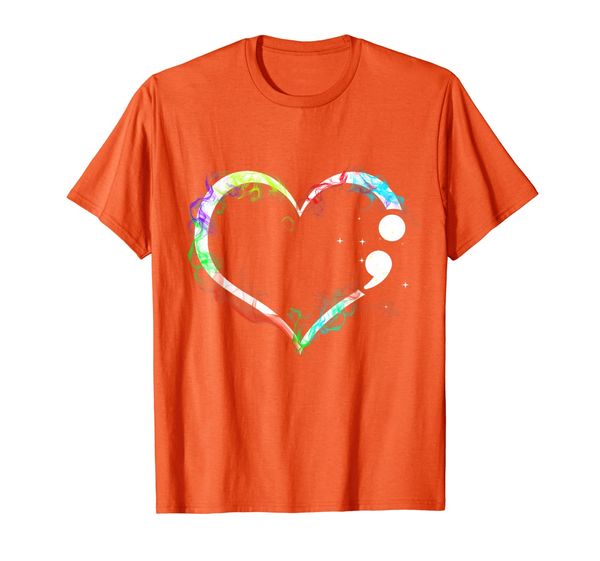 

heart semicolon - mental health t shirt, White;black