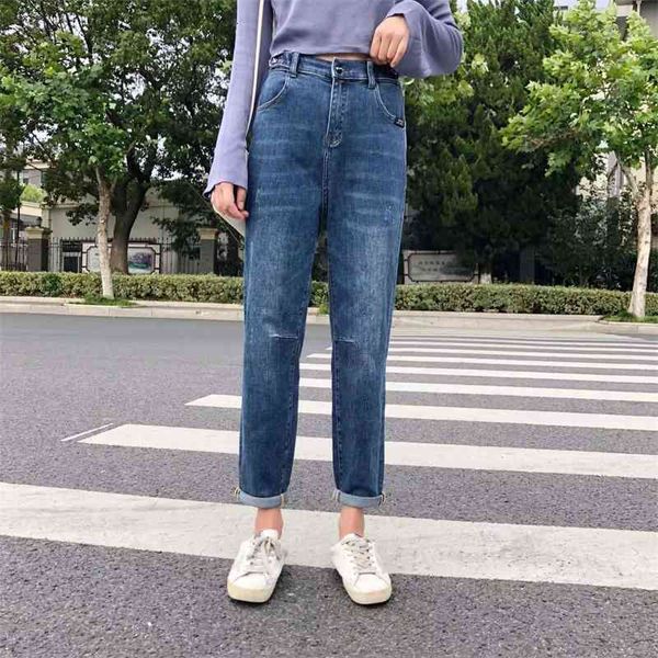 

women's jeans fall loose slim straight casual radish daddy harem pants wm82, Blue