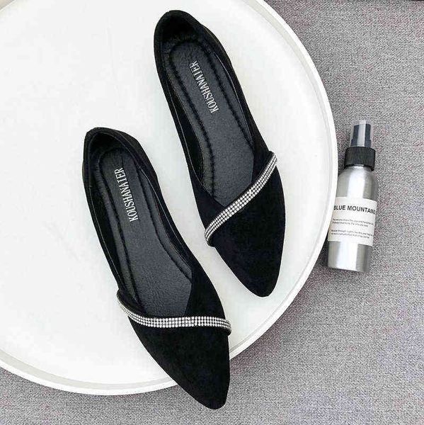 

dress women bling slip on flat pointed toe boat crystal ballet flats black loafer comfortable shoes autumn 8339n 220309