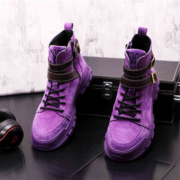 

dress shoes men's nobuk leather boots, martin style, purple, punk, autumn 5sd5, Black