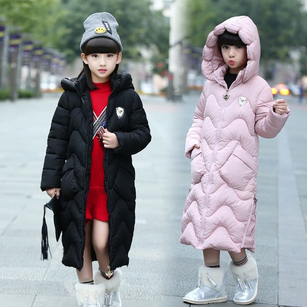 

girls winter jackets baby outdoor warm clothing thick coats windproof children's cotton jackets kids winter hooded outerwear, Blue;gray