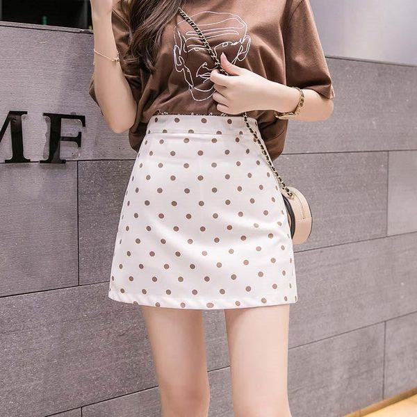 

skirts 2021 mini skirt mujer faldas woman womens saias mulher femme jupes plus size fashion printing dots high waist anti-glare, Black