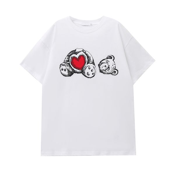 

21ss palms angels t-shirt spring summer cotton short tee men and women with three-dimensional embroidery guillotine bear casual loose short-, White;black