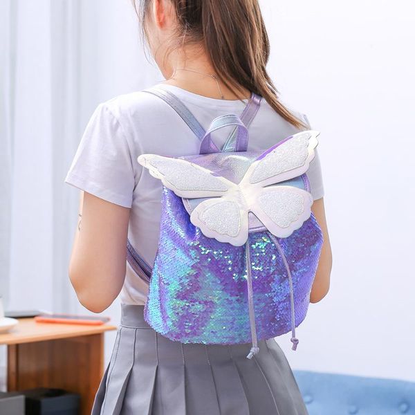 

backpack sequined butterfly schoolbag girl's fashion cartoon children's bag